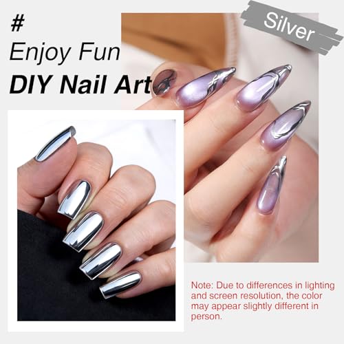 Set Gel Esmalte Metálico 2 Piezas Plata y Oro miniatura 2