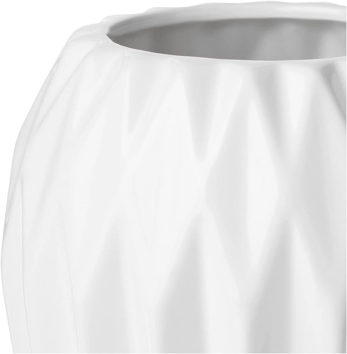 Amazon Brand – Rivet Modern Angled Stoneware Home Decor Flower Vase - 12 Inch, White