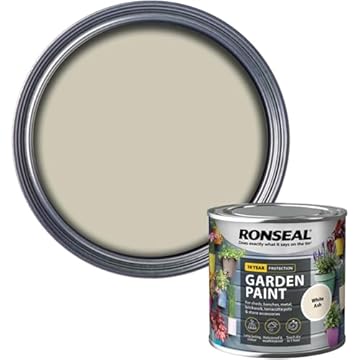AOC24 Garden Fence Paint 250ml – Multi-Surface Exterior Paint for Wood, Brick, Metal, Stone & Terracotta – Waterproof, Resists Fading, Matt Finish for Sheds, Fences, Garden Furniture Paint White Ash