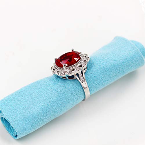 Uloveido White Gold Plated Simulated Ruby Birthstone Rings Adjustable Oval Cut Red Cz Ring Engagement Promise Jewelry For Women Y989 #TOP7