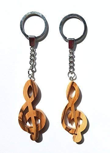 Preisvergleich Produktbild CleanPrince 2 Stück Set Schlüsselanhänger Notenschlüssel Note Holz