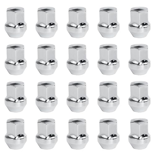 Bohaner Lot de 20 écrous de roue M14 x 1,5 60° coniques fermés écrous de roue SW 19 mm pour Chrysler, Ford Galaxy, S-Max, Land Rover, Opel (argenté)