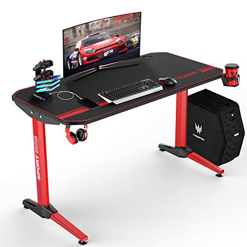 VIT 47 Inch Ergonomic Gaming Desk, T-Shaped Office PC Computer Desk with Full