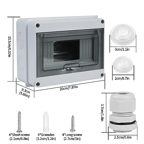 Aufputz-Sicherungskasten, Verteilerkasten, Aufputzmontage, kleiner Verteilerkasten, IP65, 1 Reihe, 8 Module, Feuchtraum, Aufputzverteiler, mit Klemme, für Außenbereich, Garten, Bauernhof, Laden