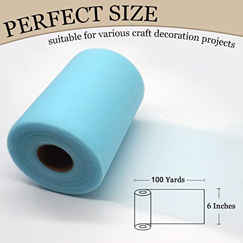 Ableme Deco Tulle Fabric Roll 6 Inches x 100 Yards (15cm x 91m) Tulle for Tutu Skirts Pom Poms Gift Wrapping Baby Shower Wedding Decor (Baby Blue) - Image 2