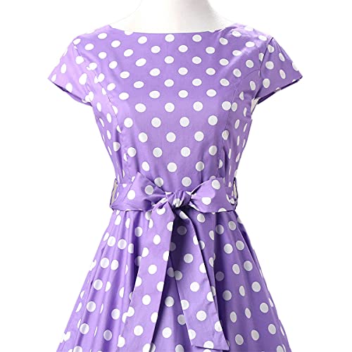 Women's Vintage Tea Dress with Belt 1950's Audrey Hepburn Swing Prom Dress 50's 60's Retro Cap Sleeve Cocktail Party Dress3