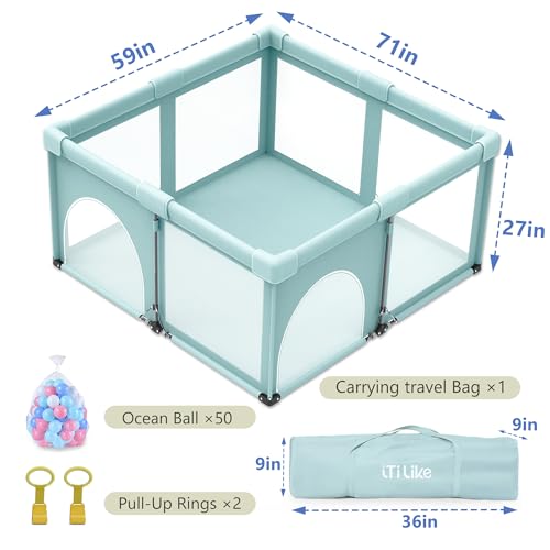 Image of 59x71inch Foldable Baby Playpen for Babies and Toddlers
