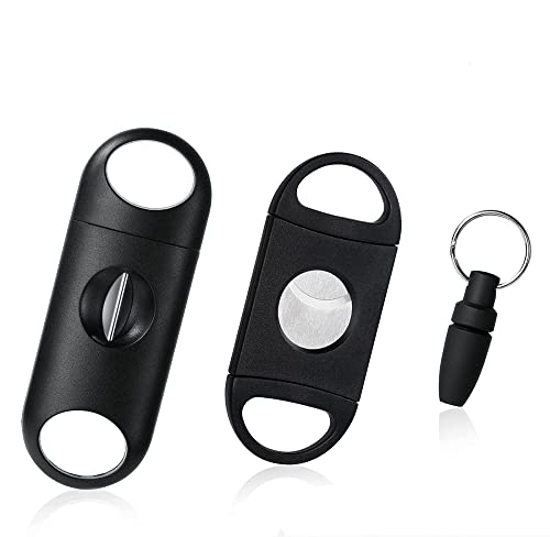 3 piezas de acero inoxidable cortador de puros, cortador de puros, cortador de cigarros, tijeras de doble hoja para la mayoría de tamaño de cigarros