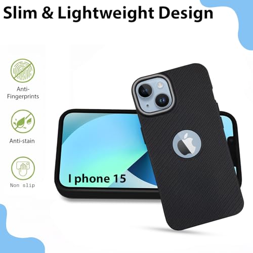 Image of LIRAMARK Rugged Carbon Fibre TPU Armor Silicone Back Cover Case for iPhone 15