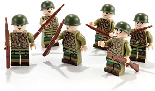 Mw Blocks Ww2 Toy Soldier Figures American Vs German Army Battle Playset (50 Pcs) - World War 2 Building Block Toy Military Set Us And German Armies, Weapons, Sand Bags, Green #TOP2