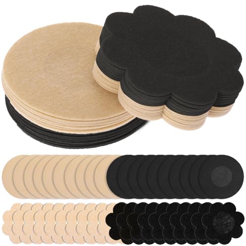 Image of Yuomeaz 40Pcs Black Beige Nipple Covers, Disposable Nipple Pasties Self Adhesive, Non-Woven Breathable Fabric Invisible Breast Cover Stickers for Women