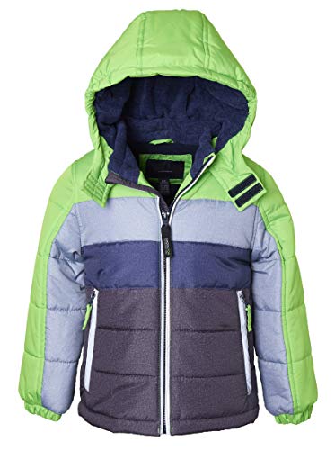 Sportoli Boys' Fleece Lined Hooded Colorblock Winter Puffer Bubble Jacket Coat4