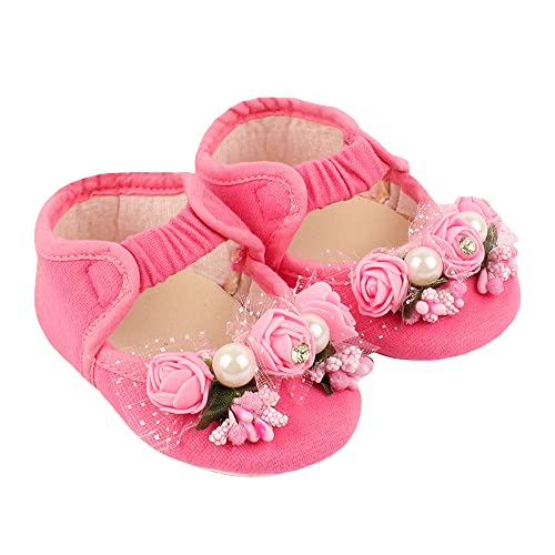 Image of Hopscotch Baby Girls Cotton Cute Booties in Pink Color