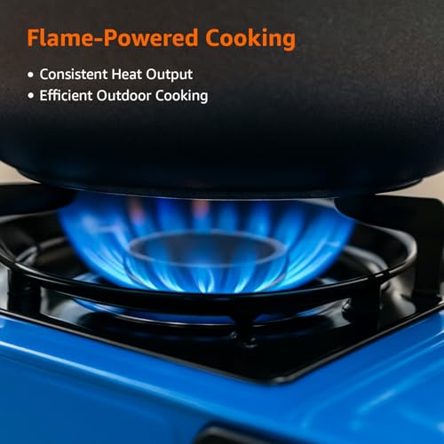 Image of Amazon Basics Aluminum Alloy Camping Stove | Portable, Compact | for Outdoors, Camping & Trekking | Blue