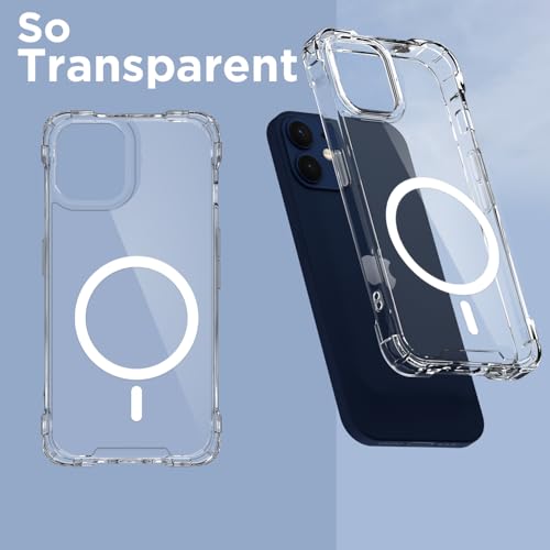 Image of Outlouders Back Cover for iPhone 12 Mini Mag-Safe Transparent PC + TPU Bumper Case with Magnetic Support Shockproof Protection (Transparent Mag-Safe)