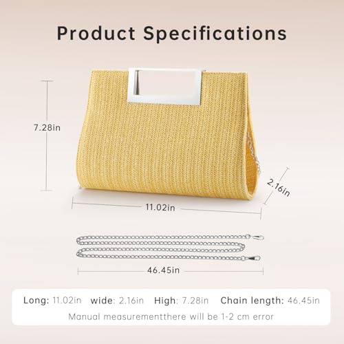 Image of WALLYN'S Clutch Purse for Women PU Leather /Straw Evening Party Metal Grip Cut it out Handbag with Shoulder Chain Strap