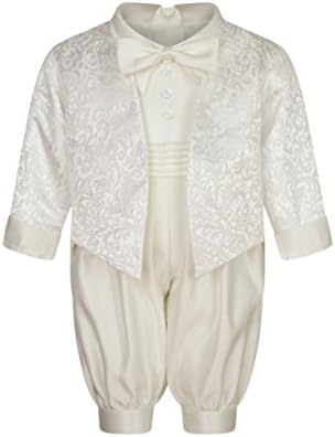 Lucas Christening Romper in Ivory
