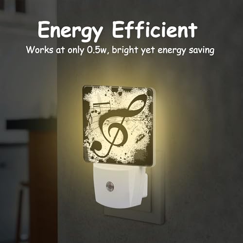 Image of Ink Blots Treble Clef Night Light,Black Music Notes Plug-in Night Light Auto Dusk-to-Dawn Sensor Energy Efficient LED Lamp for Room Decor,Hallway,Kitchen,Bathroom,Nursery,Stairs