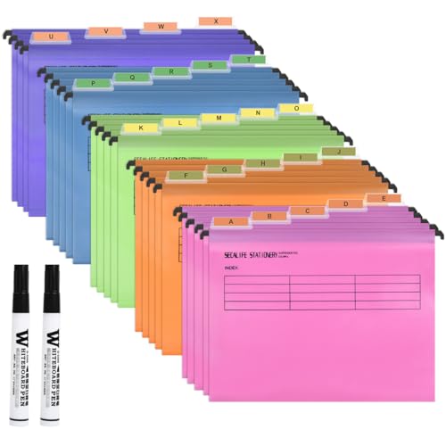 MOPLA 24 Piezas Archivo Carpetas Colgantes Polipropileno,Archivadores Colgantes A4,5 Colores Carpeta Colgante con Pestañas e Inserciones para Escuela, Hogar, Trabajo, Oficina