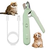 Cat nail grinders & clipper, dog grinder clippers trimmers, for dogs electric best indoor cats painless claw care nails with guard light, quiet grooming led pet cutter, small rechargeable (Green)