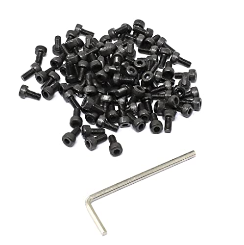 iexcell 100 Pcs M4 x 8mm Thread Pitch 0.7 mm Alloy Steel 12.9 Grade Hex Socket Head Cap Screws Bolts Kit, Black Oxide Finish