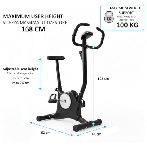 Cyclette Bike Da Camera Per Dimagrire E Tonificare Glutei E Gambe, Resistenza Regolabile Sensori Cardio Display Lcd Sella Regolabile Allenamento Fitness - 4