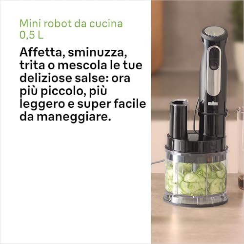 Braun MultiQuick 5 Pro MQ55755M - Frullatore a immersione con 25 livelli di velocità, Easy Click System Plus, 1000 W, nero con mini robot da cucina, tritatutto, frusta, mixer e misurino (600 ml) - 8