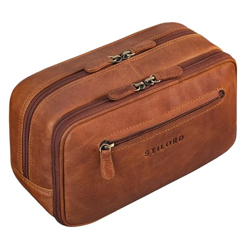 Sac de toilette cuir grand format STILORD pour ranger tous vos cosmétiques sans s'encombrer