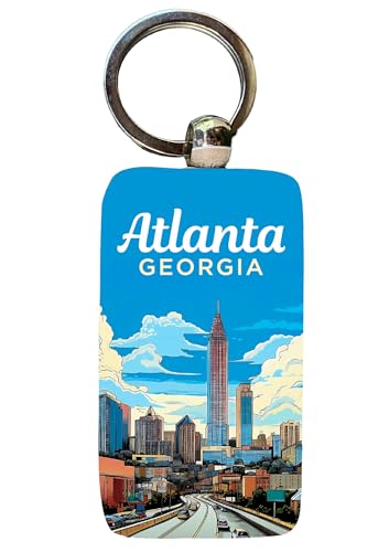 R and R Imports Atlanta Georgia Design B Souvenir 2.5x1-Inch Souvenir Wooden Keychain Single
