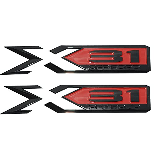 Image of Pair Set Sierra 1500 X31 Off Road Emblems 3D Rear Bodyside Truck Bed Decal Badge Nameplate Replacement for 2019-2022 Sierra 84682662 (Black Red)