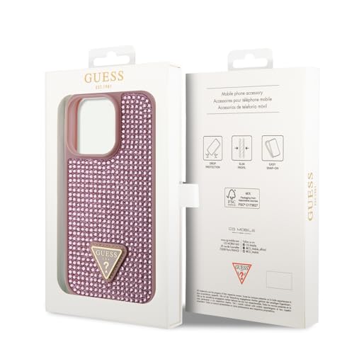 Coque Guess iPhone 15 Pro strass et logo triangle protection fine - 7