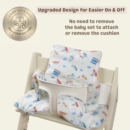 Image of Waterproof & Compatible Stokke Tripp Trapp Cushion Set - Easy to Clean - Made Fabric from Korea - 100% Cotton Stokke Tripp Trapp High Chair Cushion Set
