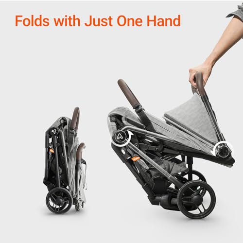 Lightweight Baby Travel Stroller with Carbon Fiber Frame, Compact & Airplane-Friendly, One-Handed Folding Design, 11.6 lbs, Perfect for Toddlers, Grey
