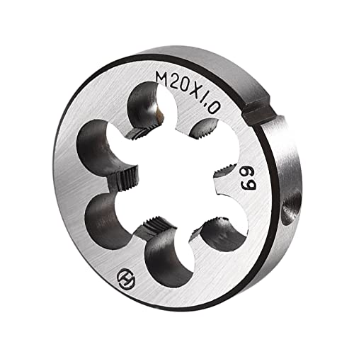 CoCud Redondo Roscado Matrices, Métrico M20 x 1 Rosca, 9SiCr Aleación Herramienta Acero Tornillo Fresado Herramientas - (Aplicaciones: para Máquina Rosca Reparación), 1uds