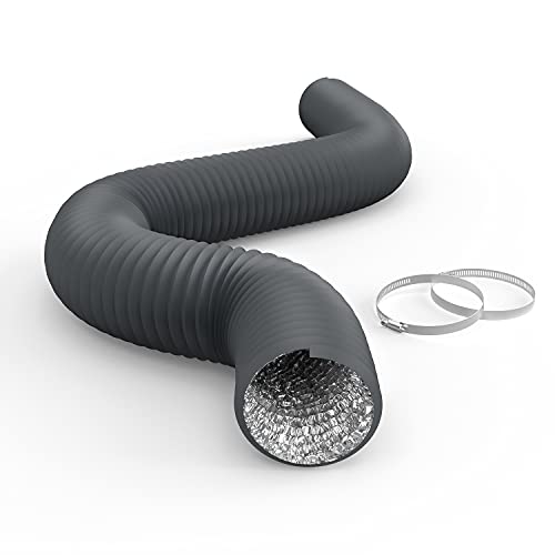 Ipower Flexible 4 Inch 8 Feet Aluminum Ducting 4 Layer Protection Dryer Vent Hose For Hvac Heating Cooling Ventilation And Exhaust, 2 Clamps Included, Gray #TOP15