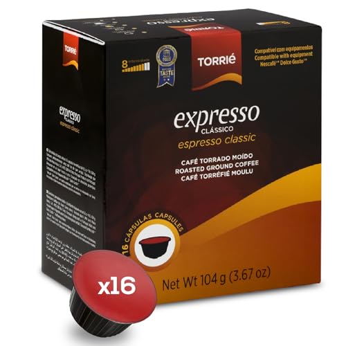 Torrié Expresso Classico Coffee Pods Compatible with Dolce Gusto Premium Espresso Capsules Notes of Caramel Cocoa & Cinnamon Intense & Full-Bodied - 16 Pods