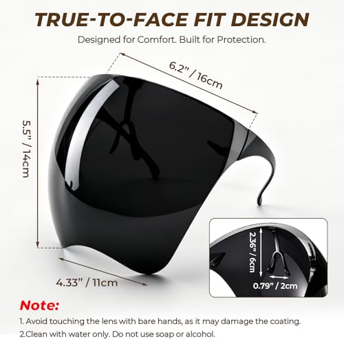 Full Cover Face Visor Protective, Tinted Full Face Shield Sun Protection