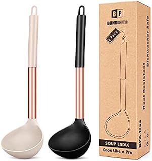 Pack of 2 Ladle Spoon,Silicone Large Spoons for Soup,Non Stick Kitchen Utensils with High Heat Resistant,BPA Free Perfect Kitchen Tools for Cooking, Stirring,Serving Soups