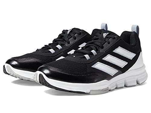 adidas Men's Speed Trainer 5 Baseball Shoe, Core Black/White/Silver Metallic, 12