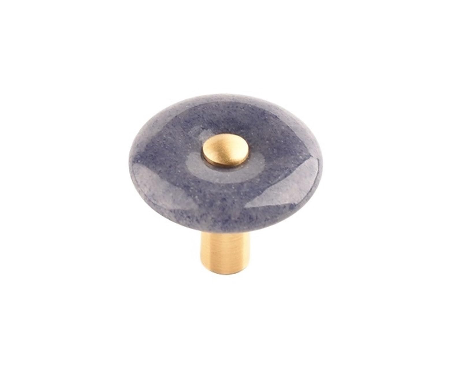 GFJFsetSH 2pcs Round Single Hole Brass Agate Crystal Cabinet Knobs(Blue Stone)