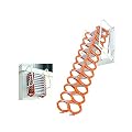 INTSUPERMAI Attic Loft Ladder Stairs Loft Wall Folding Ladder Attic Stairs Pull Down from Wall with Scissor Structure Wall Mounted Type for Home Refit 10ft Height (Orange)