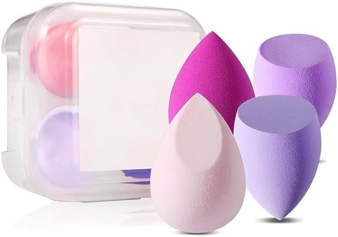 Makeup Blender Sponge Set (4pcs) – Soft Egg-Shaped Beauty Blending Puffs for Flawless Foundation, Cream & Powder | Wet & Dry Makeup Applicator for Girls & Women