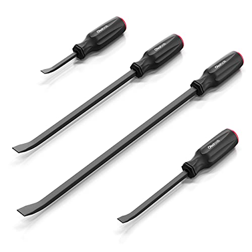 Olsa Tools Impact Pry Bar Set (4pc) | Ergonomic Handles | Heavy Duty 8, 12, 18 and 24 Inch | Striking Pry Bar | Professional Grade Quality for Mechanics | Automotive Pry Bar | Long Prybars Set