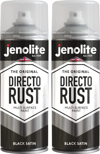 JENOLITE Directorust Peinture en aérosol finition satinée | NOIR | 2x400ml | Peinture antirouille...
