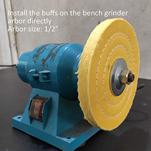 Purui 6" Buffing Polishing Wheel With Polishing Compound Kit Used On Bench Grinder For Jewelry And Soft Metals-Includes 3Pc 6" Buffing Wheels With 1/2" Arbor Hole And 3Pc 100G Polishing Compounds 6Pc #TOP7