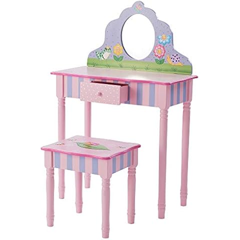 Fantasy Fields By Teamson Childrens Play Wooden Vanity Table, Stool Set & Mirror TD-13245A Cover