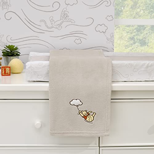Image of NoJo Disney Winnie The Pooh - Blustery Day Grey Cloud Super Soft Baby Blanket with Applique