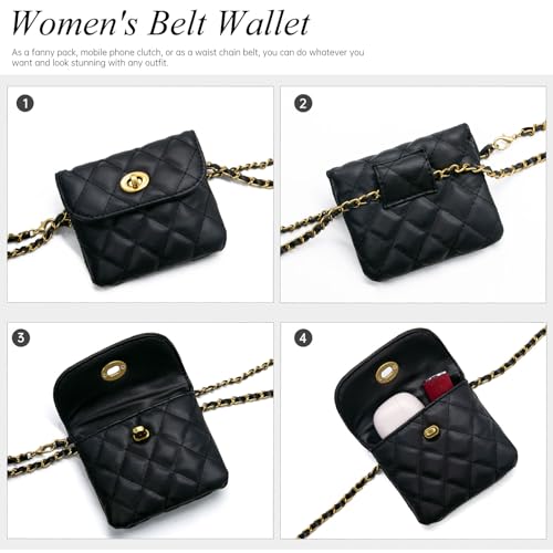 Sac banane en cuir Long Keeper avec mini bandoulière chaîne et pochette cartes amovible