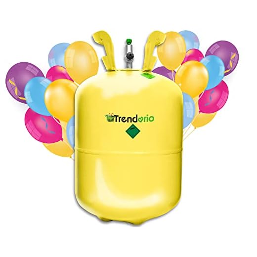Ballongas Helium För upp till 50 ballonger/XXL engångs heliumbehållare inkl. 50 latexballonger/ballongband för enkel fyllning av ballonger
