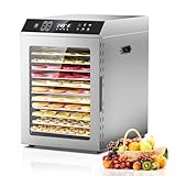 Food Dehydrator for Jerky, 12-Trays Stainless Steel, 850W Electric Dehydrator Machine with 10 Presets, Adjustable Timer, Temperature Control, Digital Food Dryer for Herb, Dog Treats,Meats & Veggies